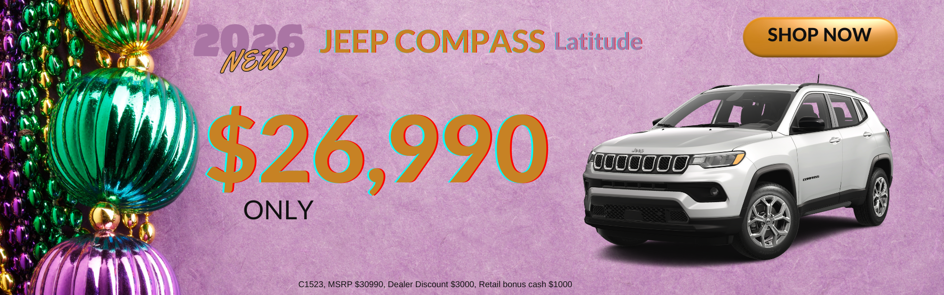Jeep Compass for only $26,990