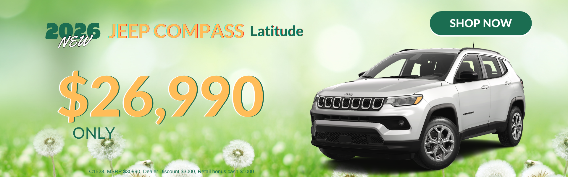 Jeep Compass for only $26,990